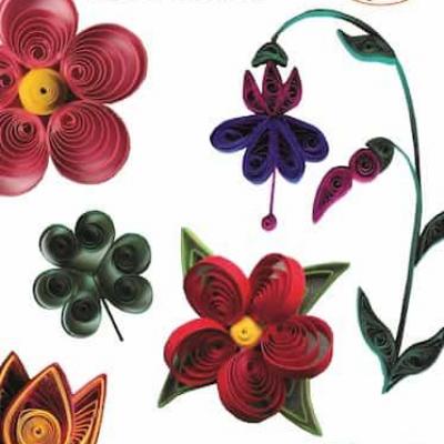 Kit tuto quilling fleurs modele facile debutant papier roule paperolle loisir creatif copie