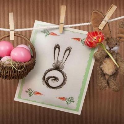 Lapin carotte paques fil tendu string art broderie papier carte a broder loisirs creatifs