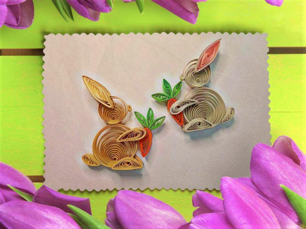 Lapin quilling bande papier roule paperolles atelier