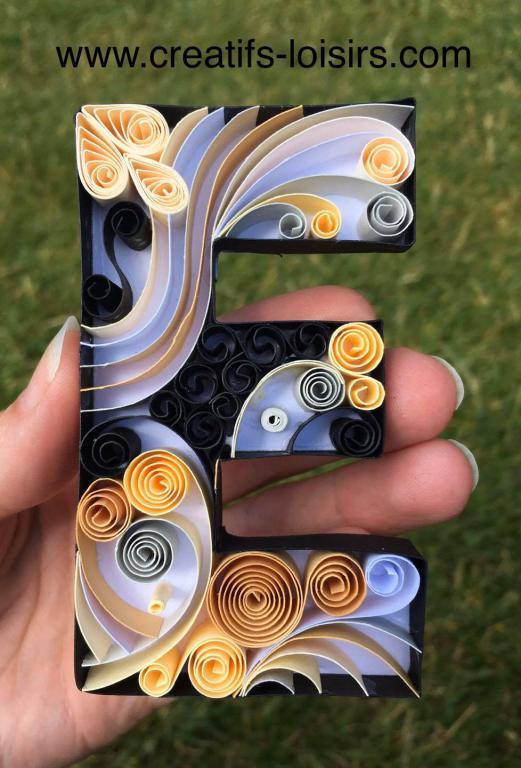 Lettre e relief quilling papierr roule loisirs creatifs eugenie