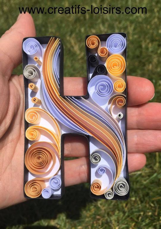 Lettre h quilling papierr roule loisirs creatifs eugenie