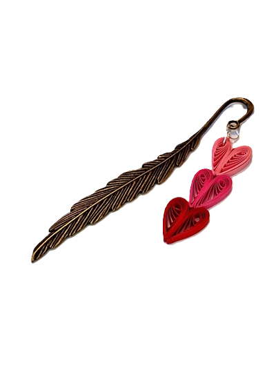 Marque page plume metal quilling modele facile coeur debutant