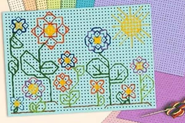 Modele broderie sur carton enfant fleur