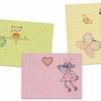 Modele broderie sur carton enfant papillon hibou robot