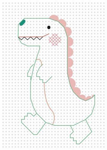 Modele carton feuille papier a broder enfant dinosaure
