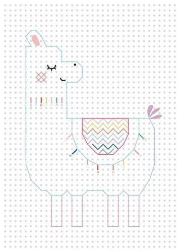 Modele carton feuille papier a broder enfant lama