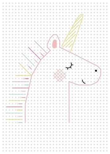 Modele carton feuille papier a broder enfant licorne