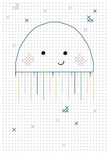 Modele carton feuille papier a broder enfant meduse