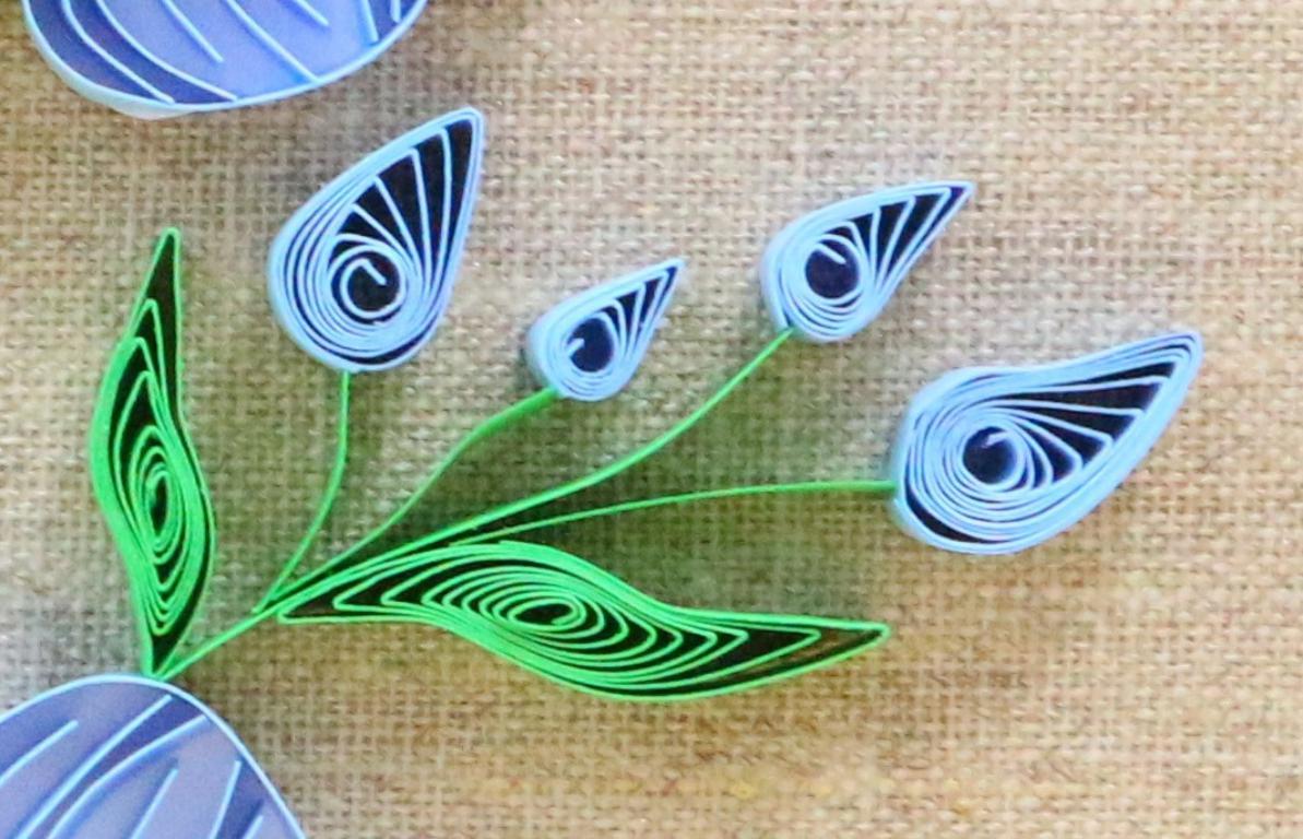 Modele quilling detail de feuille et bouton de fleur de lin 02