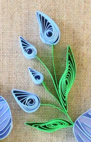 Modele quilling detail de feuille et bouton de fleur de lin 5