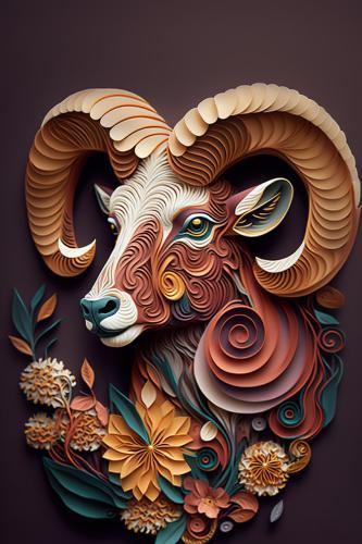 Paper art numerique digital quilling craft belier animal