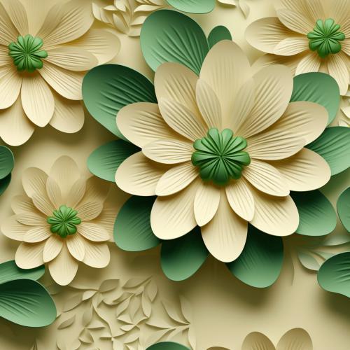 Paper art numerique digital quilling craft origami kirigami fleur gros plan blanc vert