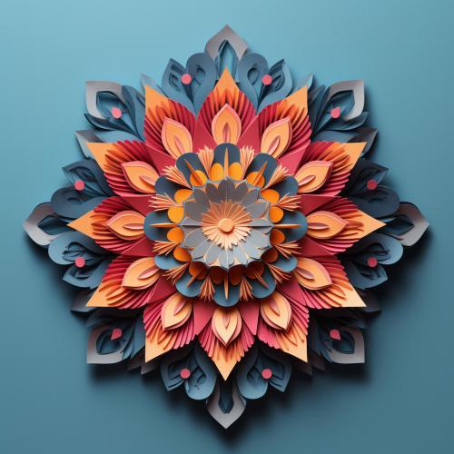 Paper art numerique digital quilling craft origami kirigami mandala fond bleu
