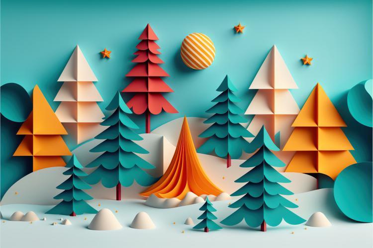 Paper art numerique digital quilling craft origami kirigami sapin arbre