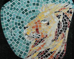 Pas japonais tete de lion mosaique gros plan