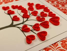 Patron arbre aux coeurs rouge quilling modeel facile debutant carte 1