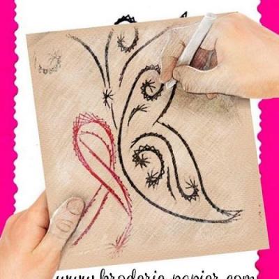 Patron notice broderie papier fil tendu string art cancer du sein papillon ruban octobre rose