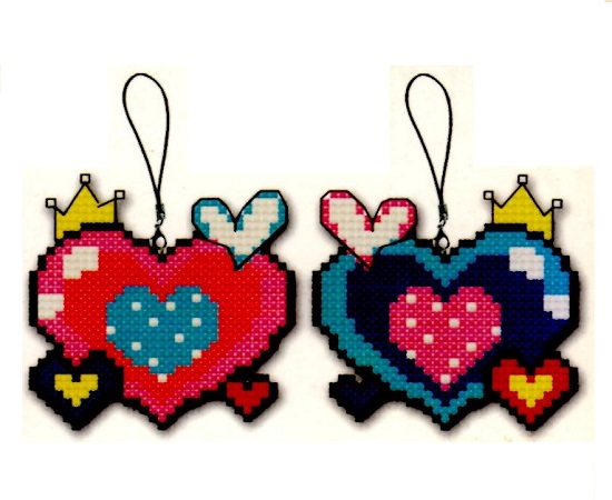 Porte cle point de croix point compte loisirs creatifs coeur