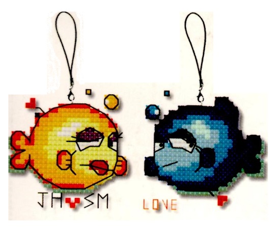 Porte cle point de croix point compte loisirs creatifs poissons