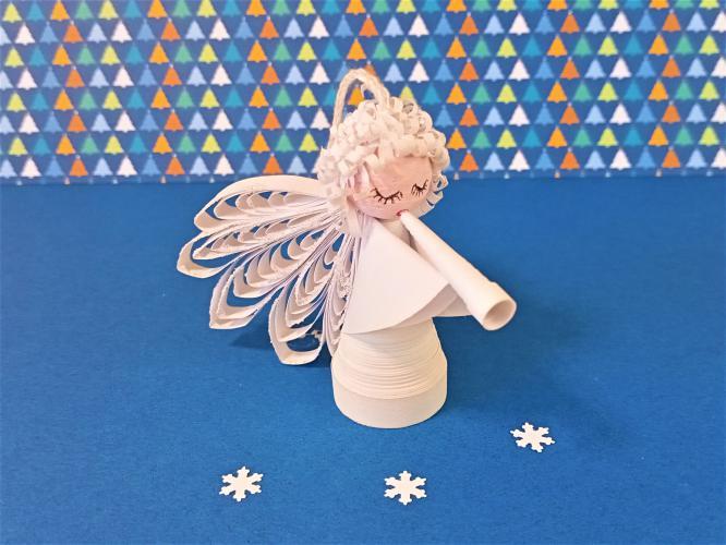 Quilling 3d ange angel cherubin trompette aile relief paper art bande papier loisir creatif eugenie