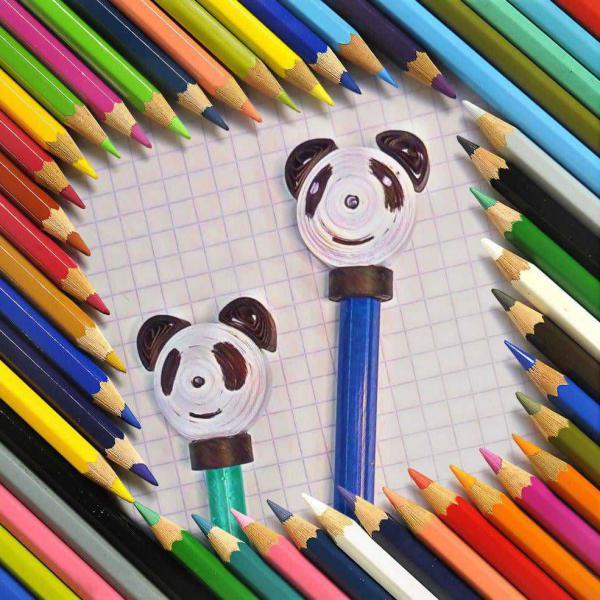 Quilling 3d deco crayon tete panda pencil paper art tuto kit loisirs creatifs paperolles