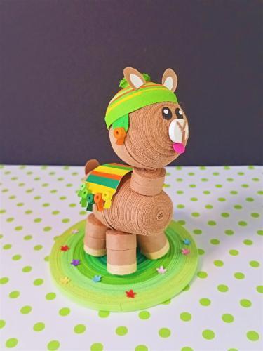 Quilling 3d lama animal tire la langue tapis selle bonnet perivien paper art bande papier loisir creatif diy