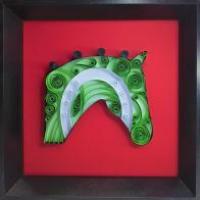 Quilling equitation tete fer a cheval pmu vert bande papier roule paperolles diy kit loisir creatif eugenie