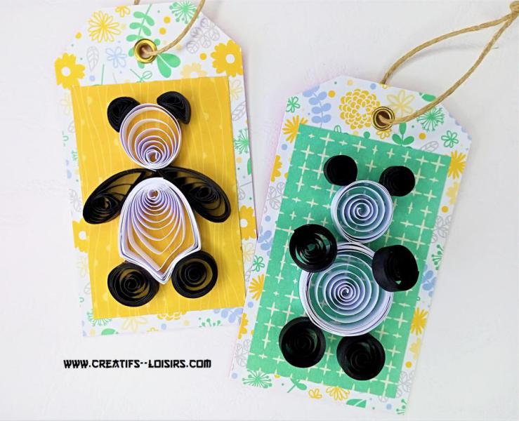 Quilling etiquette panda animals bande papier roule paper art loisirs creatifs eugenie copie