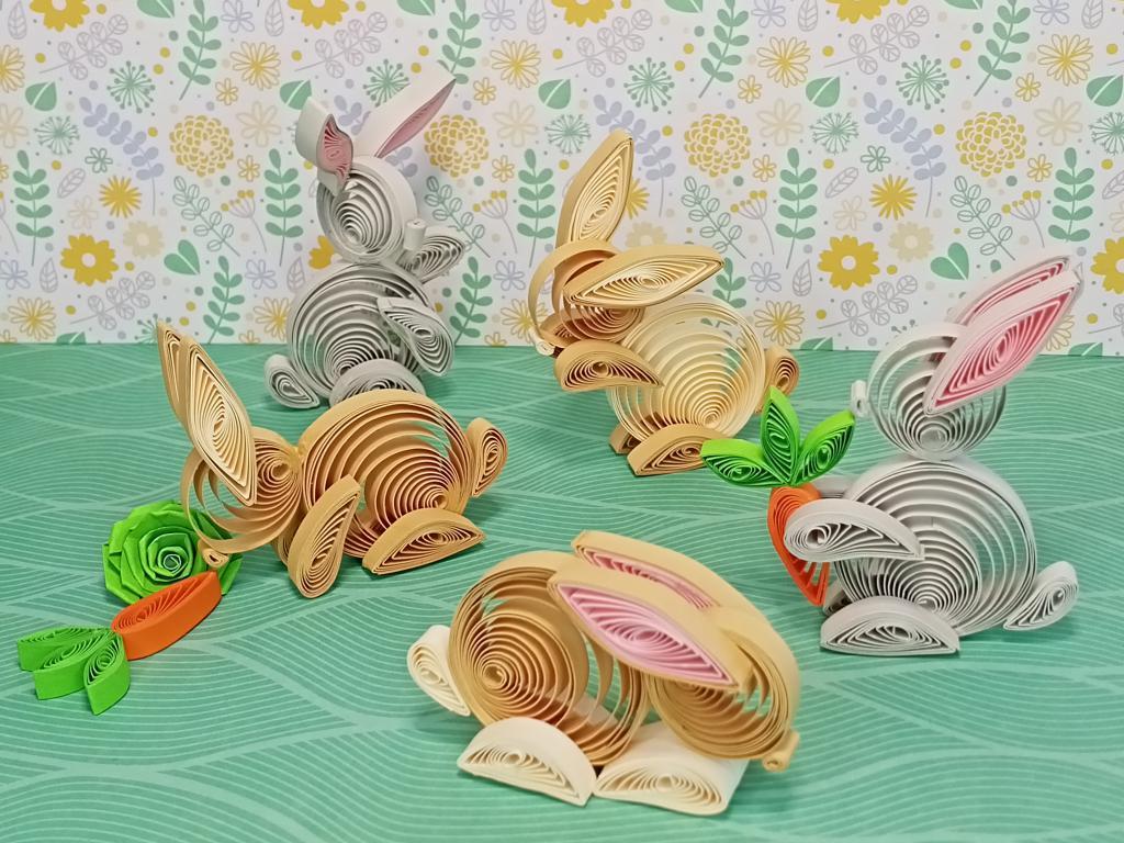 Quilling famille lapin rabbit paper art papier roule paperolles animaux