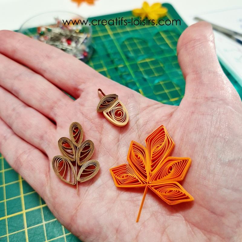 Quilling feuille gland automne fall kit modele tuto diy
