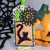 Quilling halloween black cat chat noir scrap tag scrapbooking etiquette