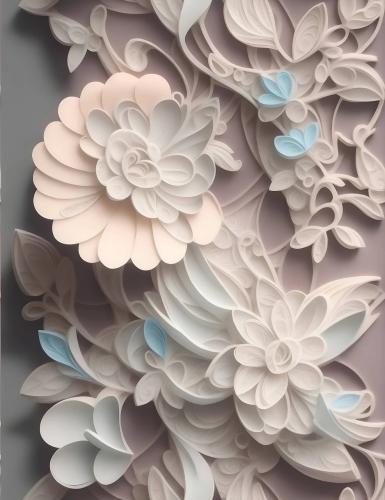 Quilling numerique digital fleur blanche
