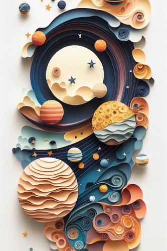 Quilling numerique digital planete espace