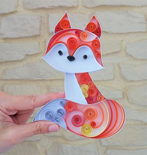 Quilling renard fox tableau spirales arabesque papier bande paper art