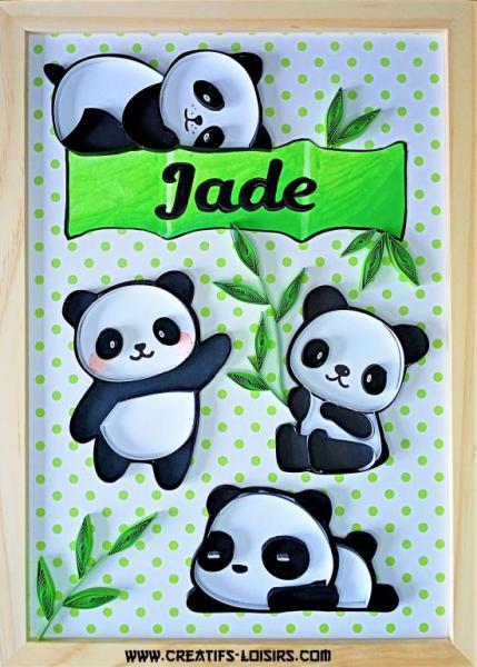 Quilling tableau prenom panda animals paper art bande papier roule loisirs creatifs eugenie filigrana papel copie