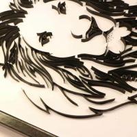 Quilling tableau tete de lion loisirs creatifs d eugenie noir et blanc bande de papier 1