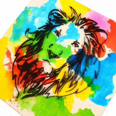 Quilling tableau tete de lion loisirs creatifs d eugenie pop art