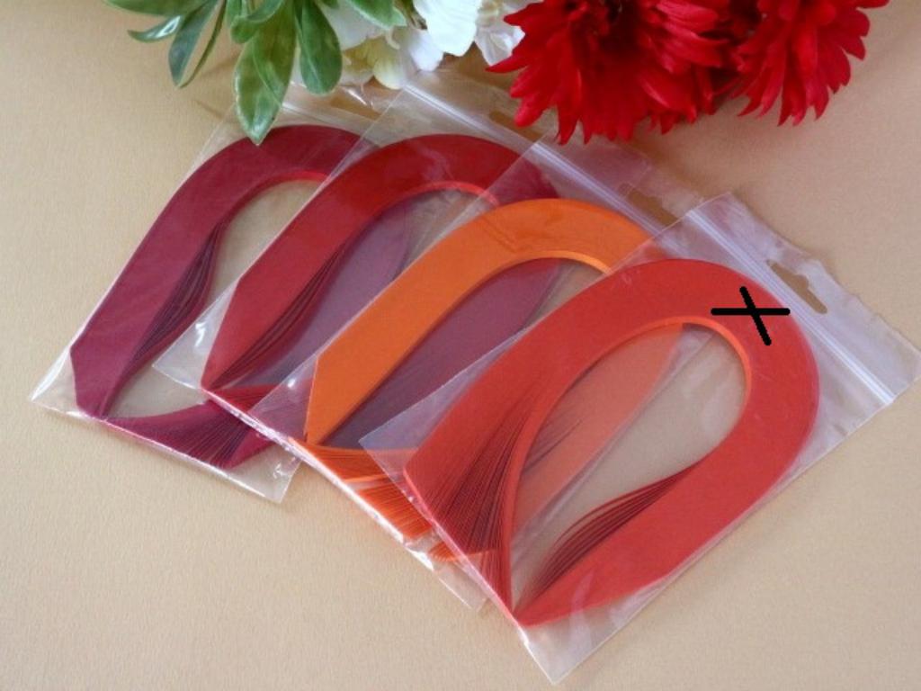 Rouge orange assortiment bande papier quilling loisir creatif 01