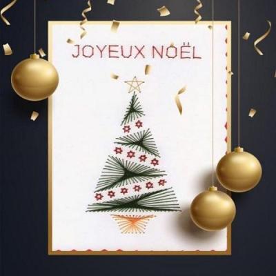 Sapin noel noel christmas carte de voeux broderie papier patron modele etoile guirlande