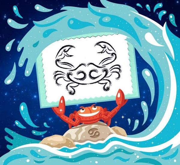 Signe zodiaque cancer crabe broderie sur papier carte a broder fil tendu tableau string art loisirs creatifs eugenie