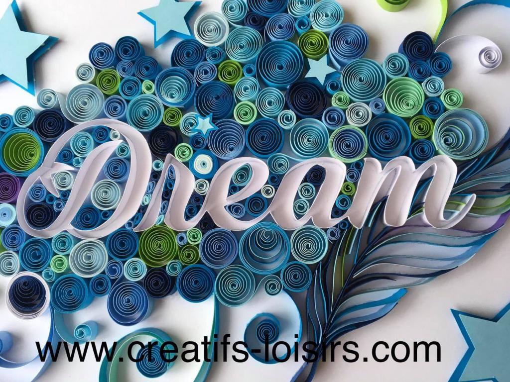 Tableau dream reve bleu nuage plume papier roule loisirs creatifs eugenie