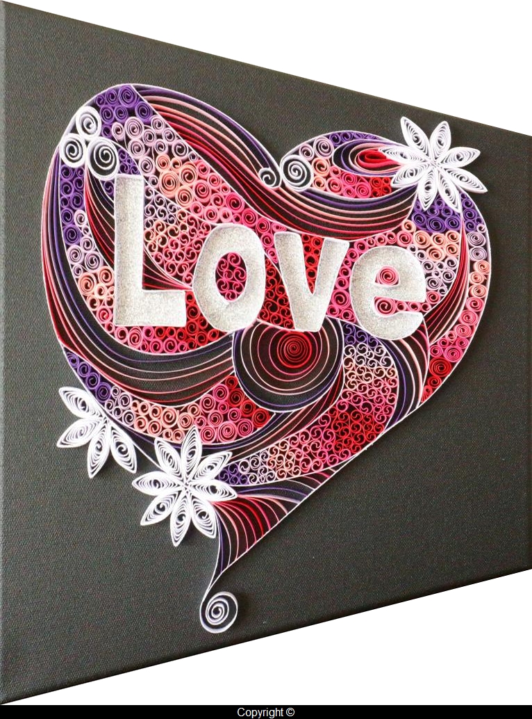 Tableau love sur fond noir copie incline