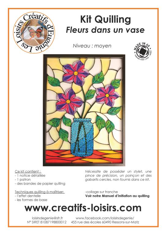 Tableau notice quilling tableau 3 fleurs dans un vase kit papier facile loisir creatif eugenie