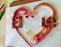 Tableau prenom quilling elodie loisirs creatifs en cours de realisation