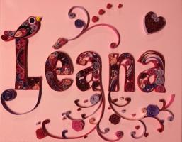 Tableau prenom quilling leana fond rose les loisirs creatifs d eugenie 1