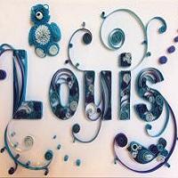 Tableau prenom quilling louis les loisirs creatifs d eugenie bleu ours papier roule nounours arabesque spirale