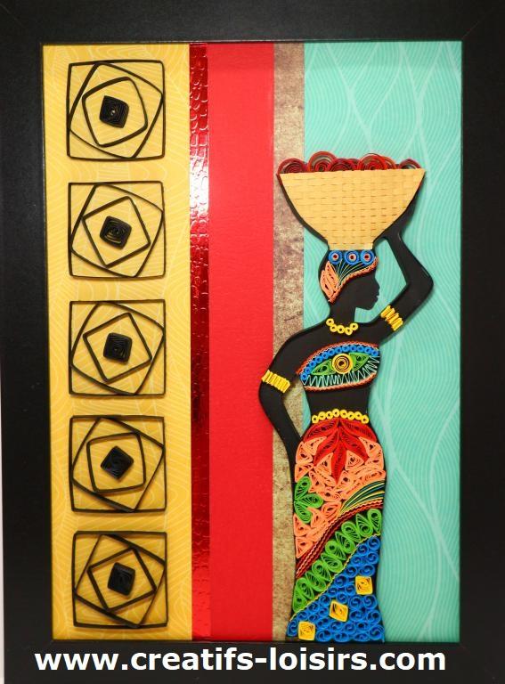 Tableau quilling africaine femme afrique papier loisirs creatifs eugenie