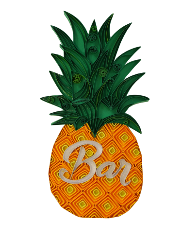 Tableau quilling ananas bar jaune blanc vert