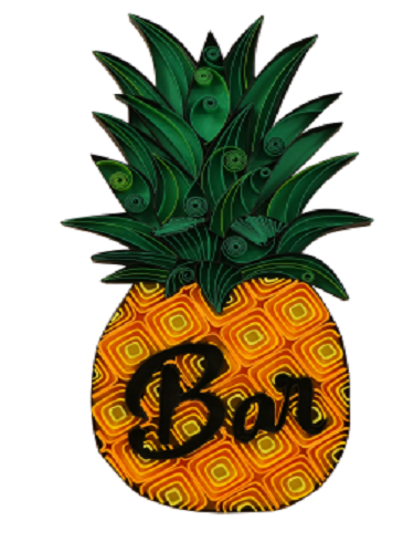 Tableau quilling ananas noir jaune vert 1