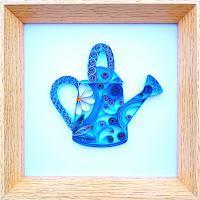 Tableau quilling arrosoir bleu kit jardin 04